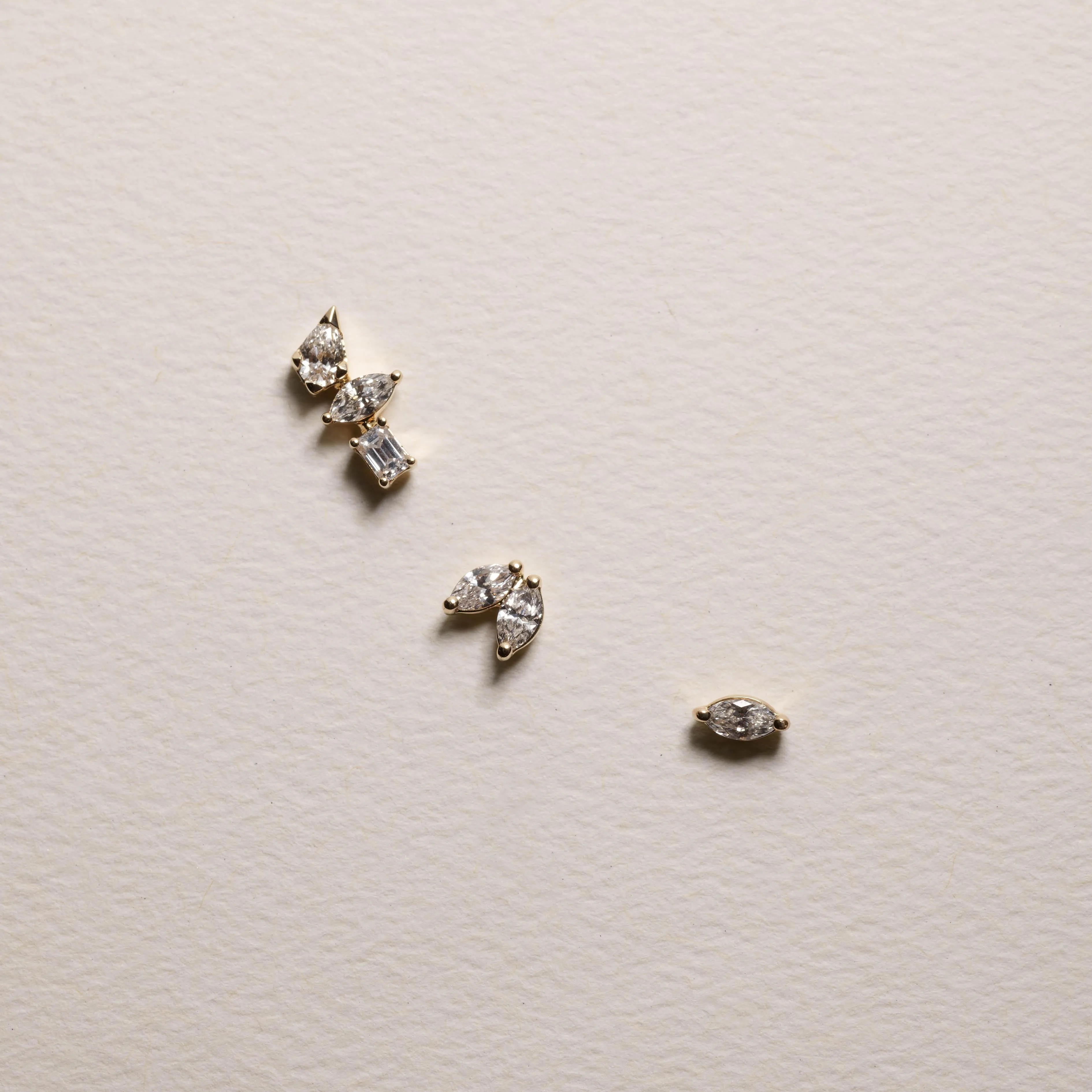 Laboratory-Grown Diamond Double Marquise Helix Single Stud Earring in 10k Gold