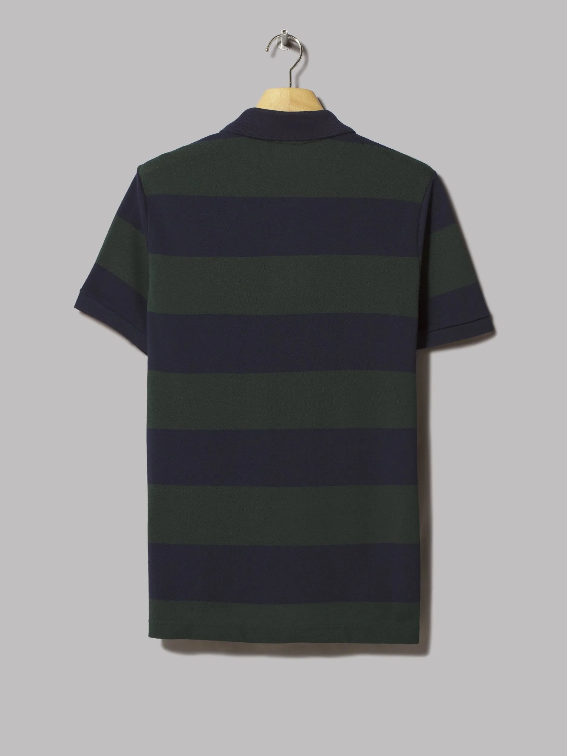 Lacoste L!VE Classic Fit Striped Polo Shirt (Sinople / Navy Blue)