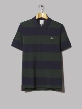 Lacoste L!VE Classic Fit Striped Polo Shirt (Sinople / Navy Blue)