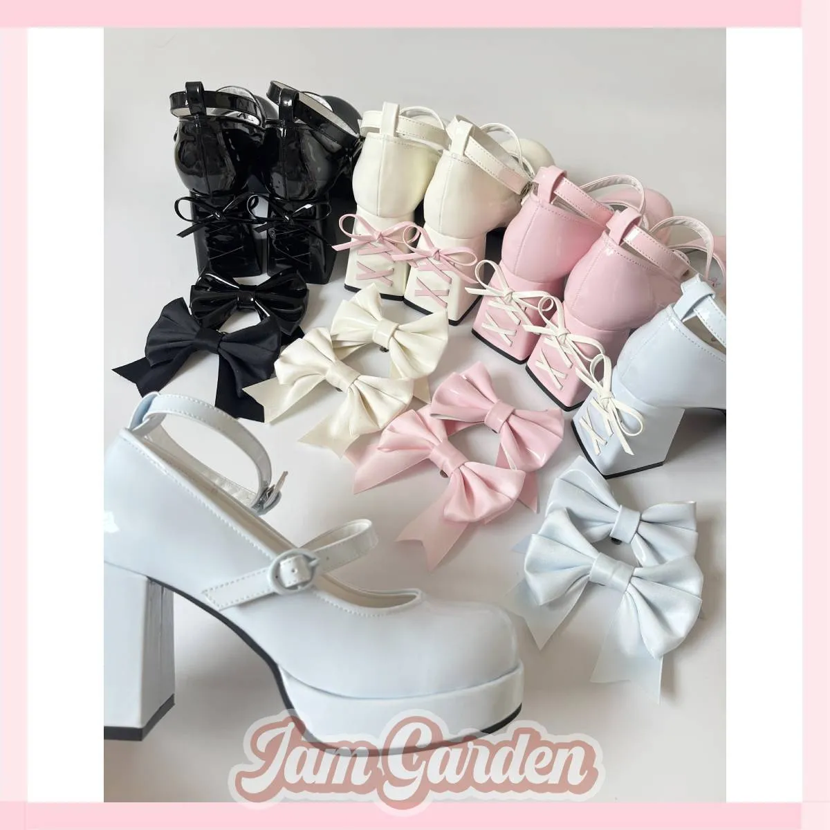 Lolita Cute Bow Strap Multi-color High Heels