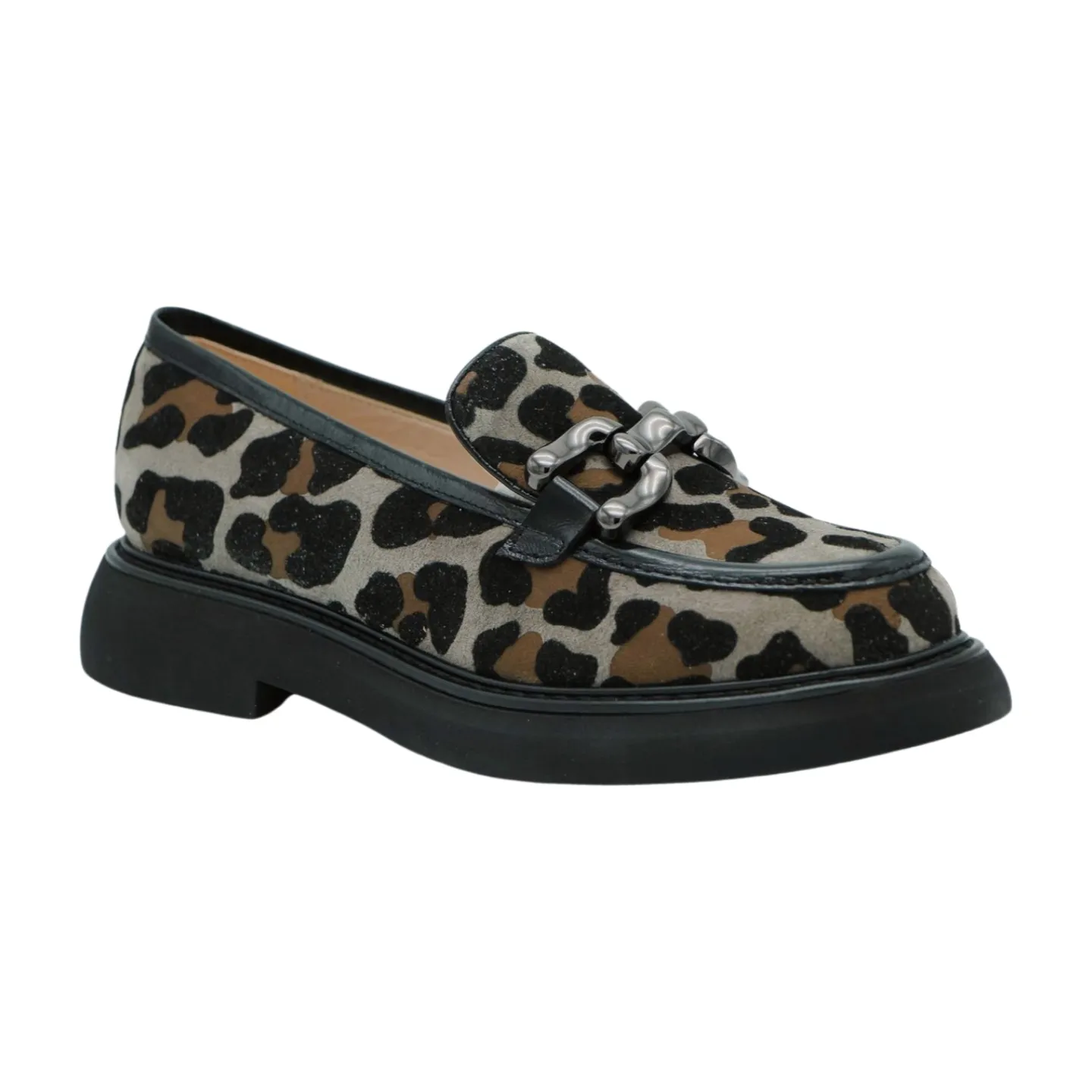 Marian Grey Leopard Print Chunky Loafer