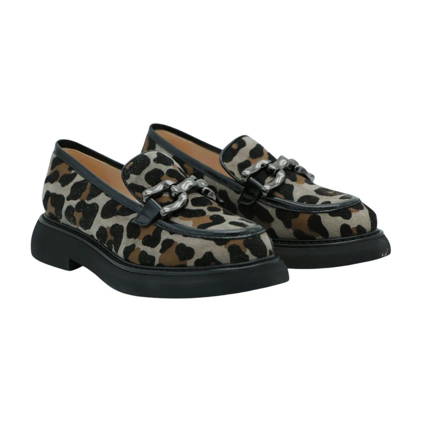 Marian Grey Leopard Print Chunky Loafer