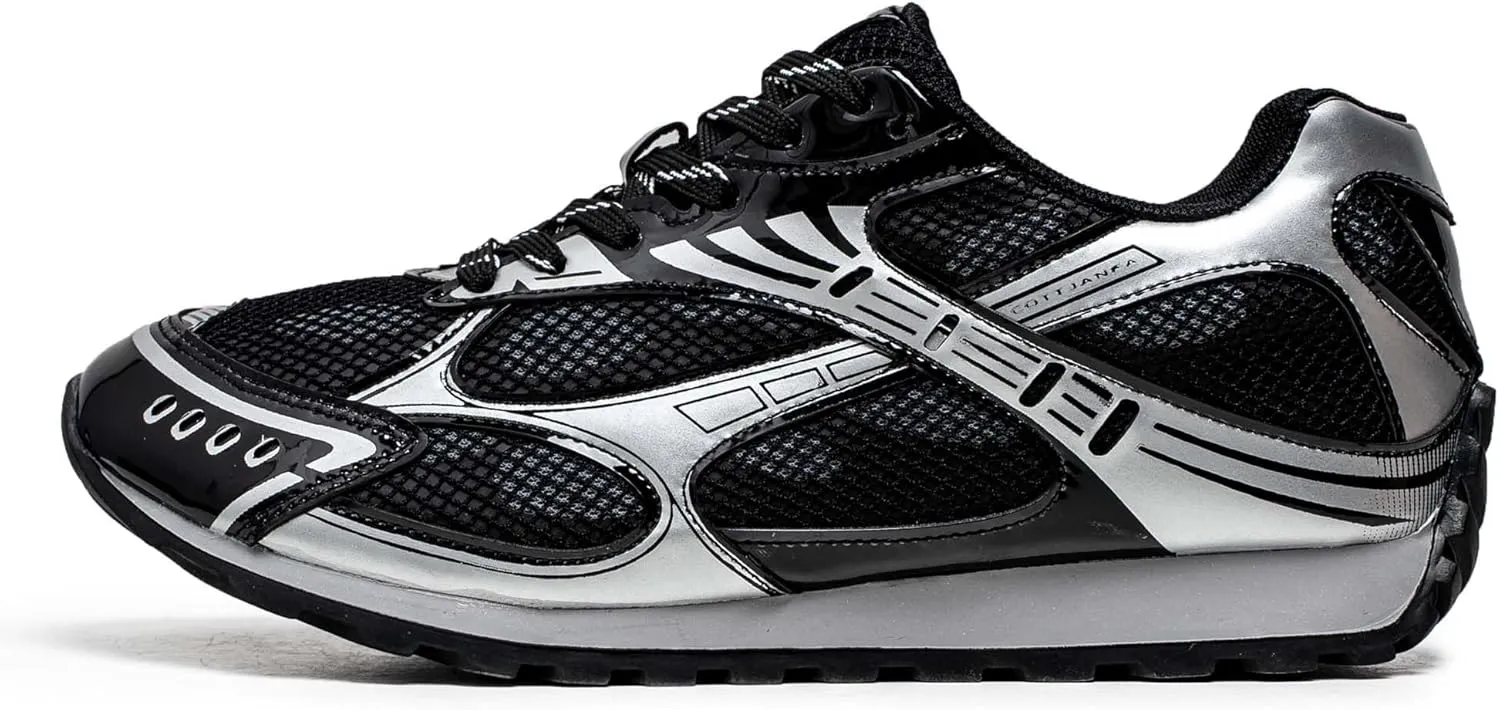 Men's Breathable Running Shoes Anti Slip Fitness Casual Sports Basketball Tennis Fashionable Cross Training Shoes Silver