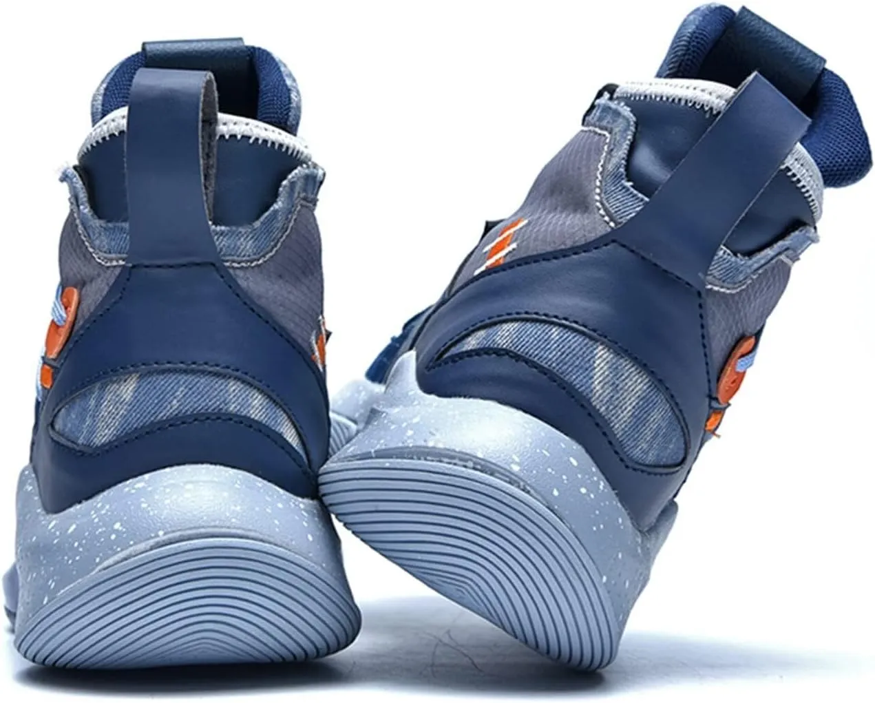 Men's High Top Basketball Shoes Fashionable Breathable Running Sports Anti Slip Training Boots(Navy,7)