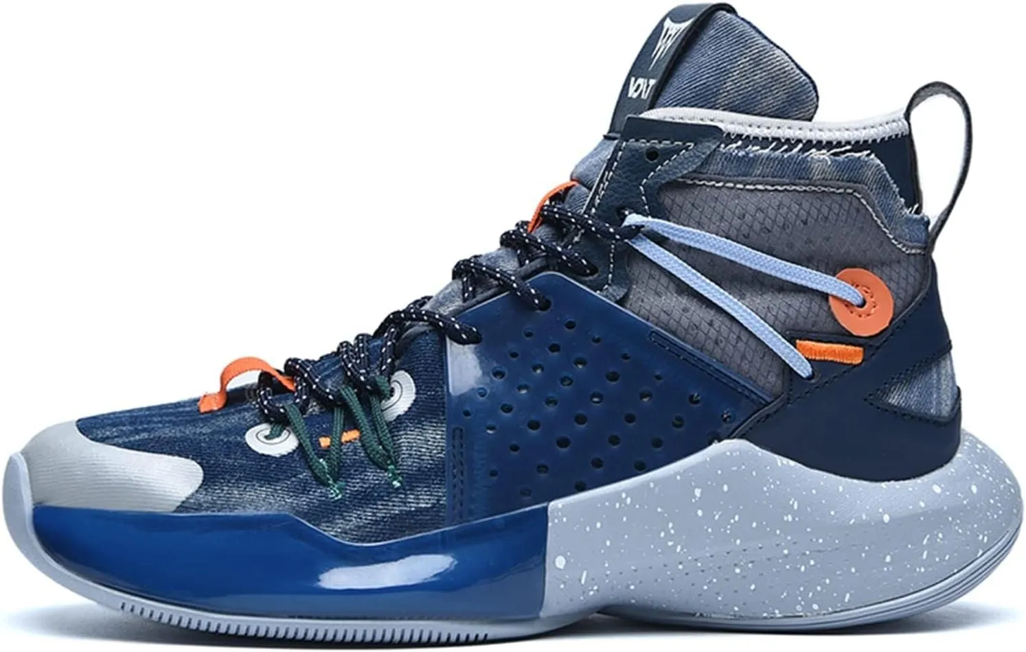 Men's High Top Basketball Shoes Fashionable Breathable Running Sports Anti Slip Training Boots(Navy,7)