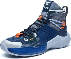 Men's High Top Basketball Shoes Fashionable Breathable Running Sports Anti Slip Training Boots(Navy,7)