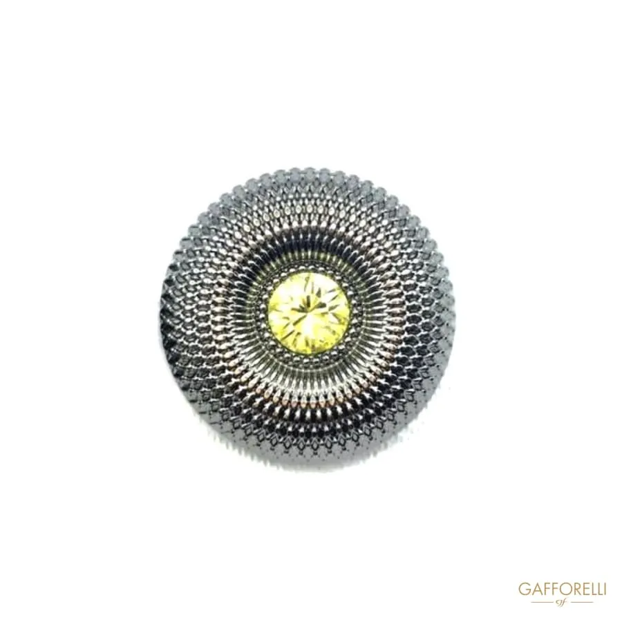Metal Buttons with Fantasy Filigrane and Central Rhinestone - Art. 9003