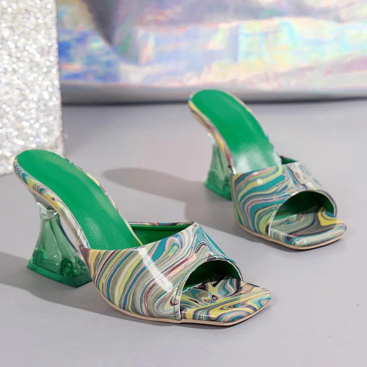 Multicolor Peep Heels