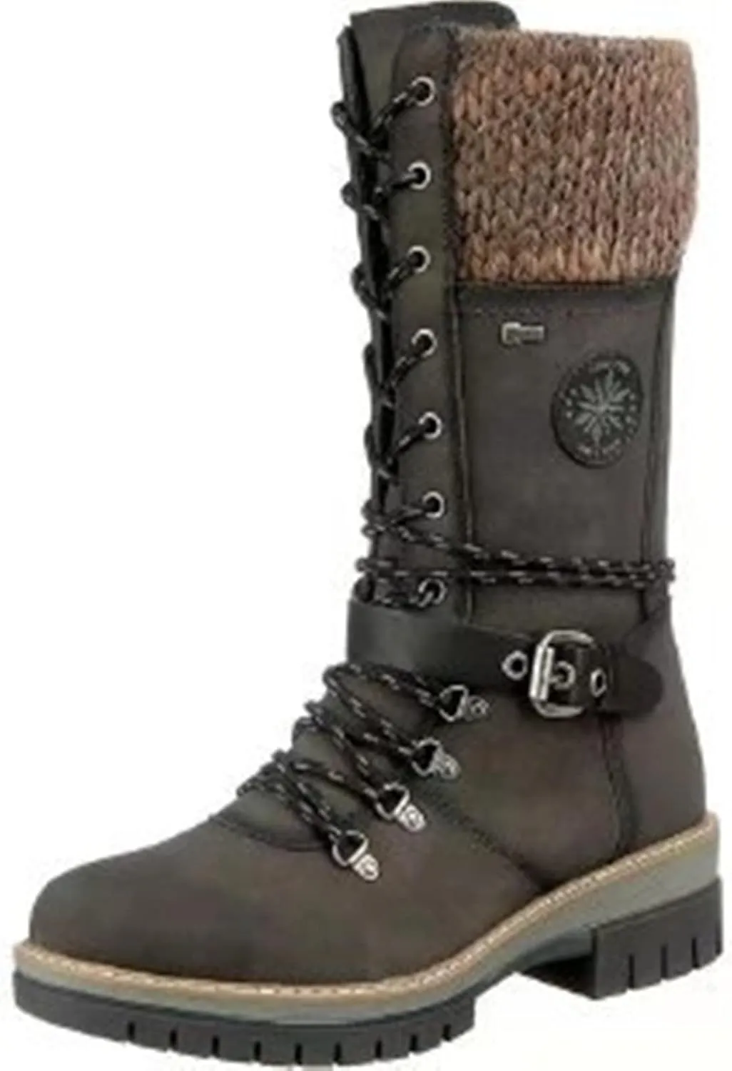 Round Head Women's Western Boots Wool Ankle Buckle Strap Fashion Casual Snow Boots Lace Up Zip Mid Calf Booties Platform Chunky Heel Mid Tube Booties Shoes