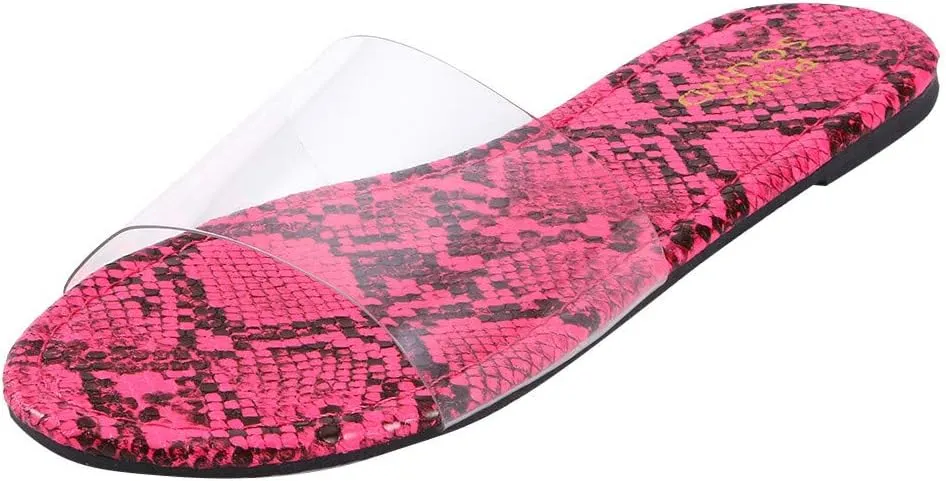 Sandals for Women Flat,Comfortable Clear Snakeskin Flip Flops Anti-Skid Lightweight Slippers for Beach/Holiday/Poolside