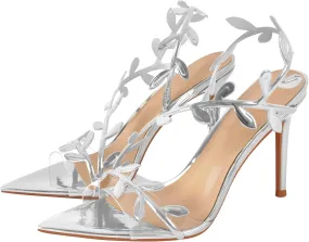 sexytag Clear Stiletto High Heels Pointed Open Toe Strappy Slingback Heeled Sandals for Women