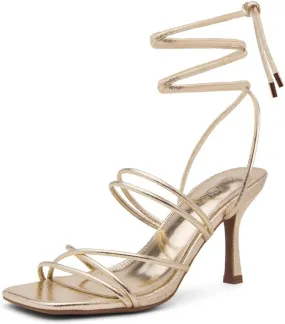 Shoe Land SL-Lumi Women's Lace-Up Heels, Square Open Toe Strappy Heeled Sandals, Ankle Wrap Tie-Up High Heels, Dressy Stiletto Heels for Prom, Wedding, and Party