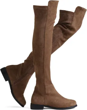 Shoe'N Tale Womens Low Heeled Boots Pointed Toe Over The Knee Thigh High Boots