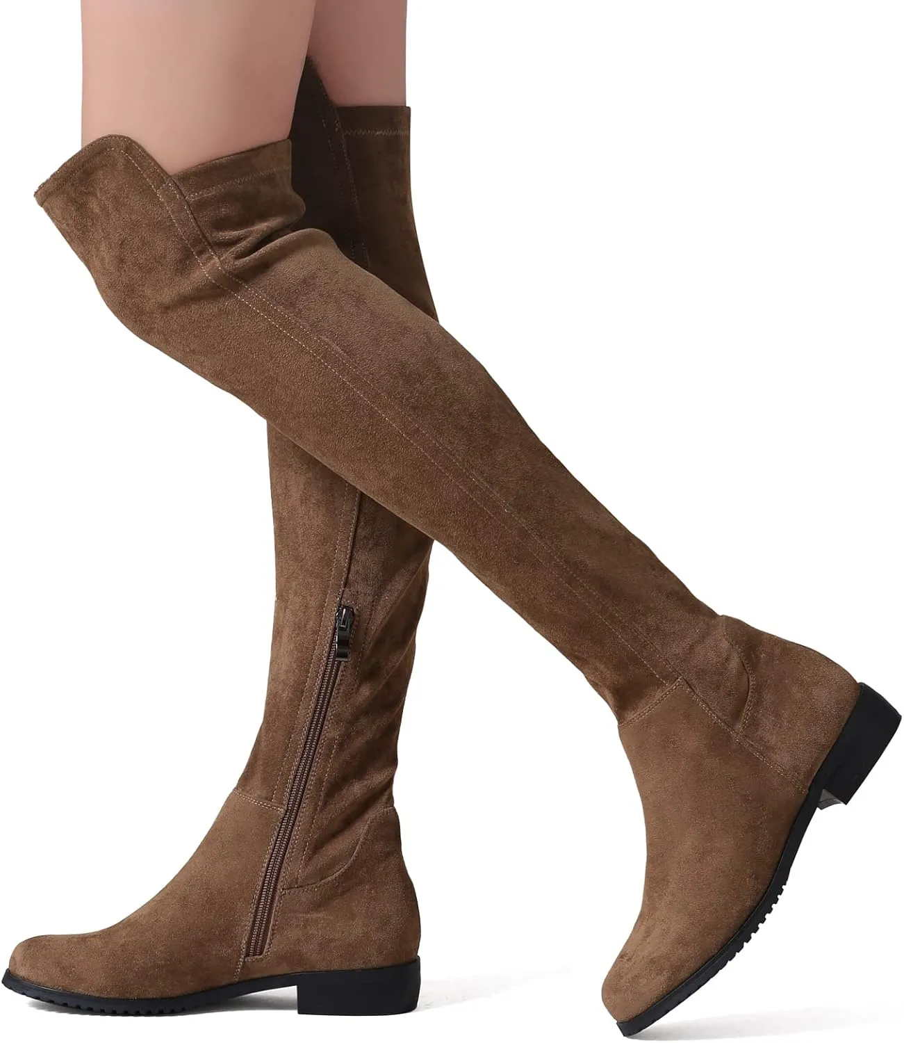 Shoe'N Tale Womens Low Heeled Boots Pointed Toe Over The Knee Thigh High Boots