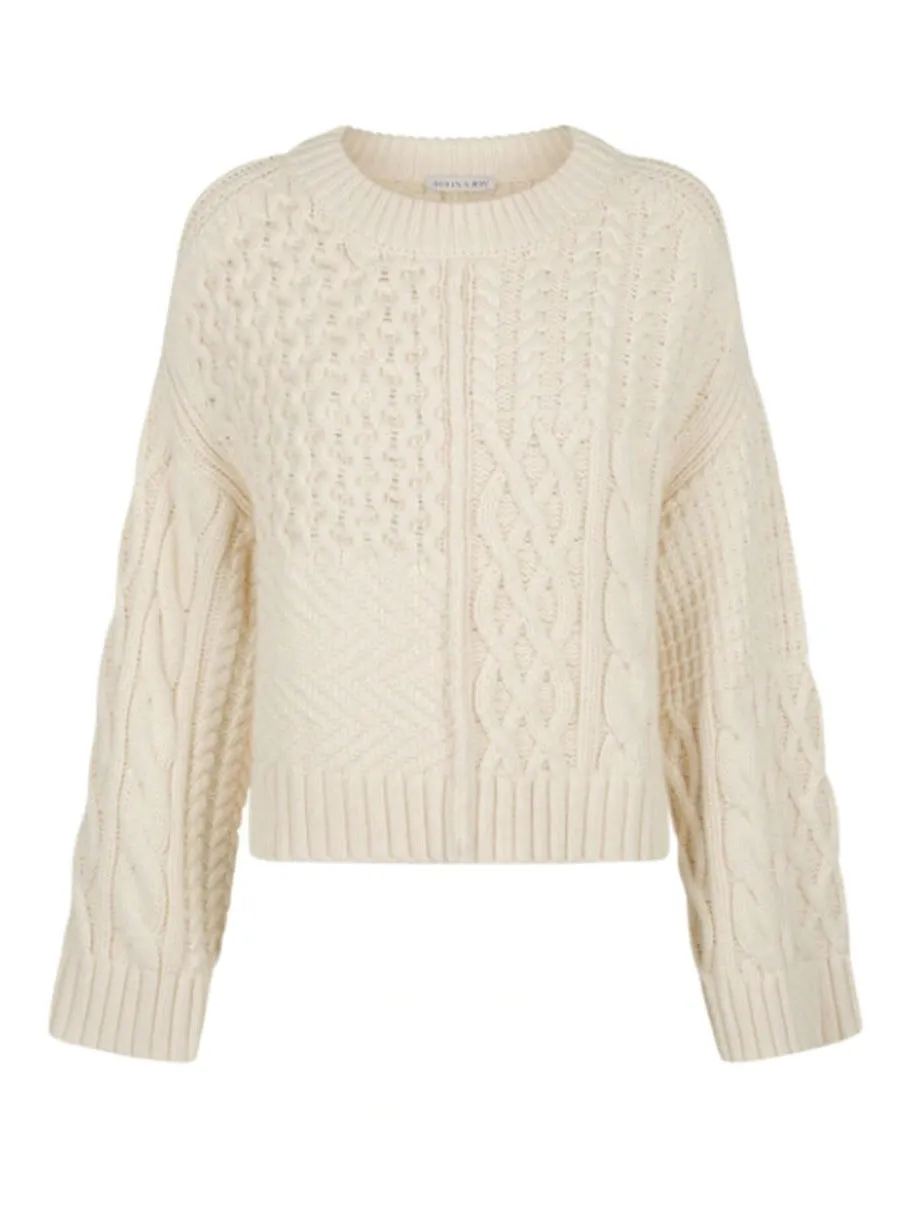 Shona Joy Eva Patch Knit Jumper in Crema