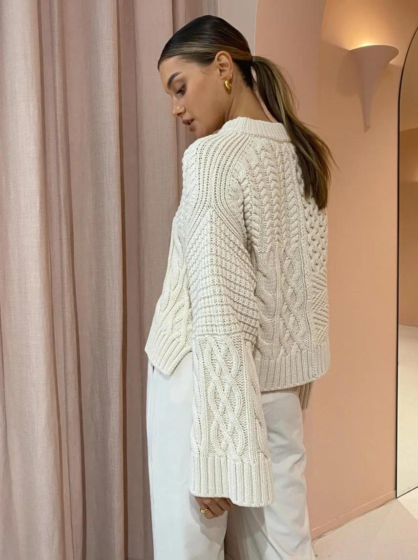Shona Joy Eva Patch Knit Jumper in Crema