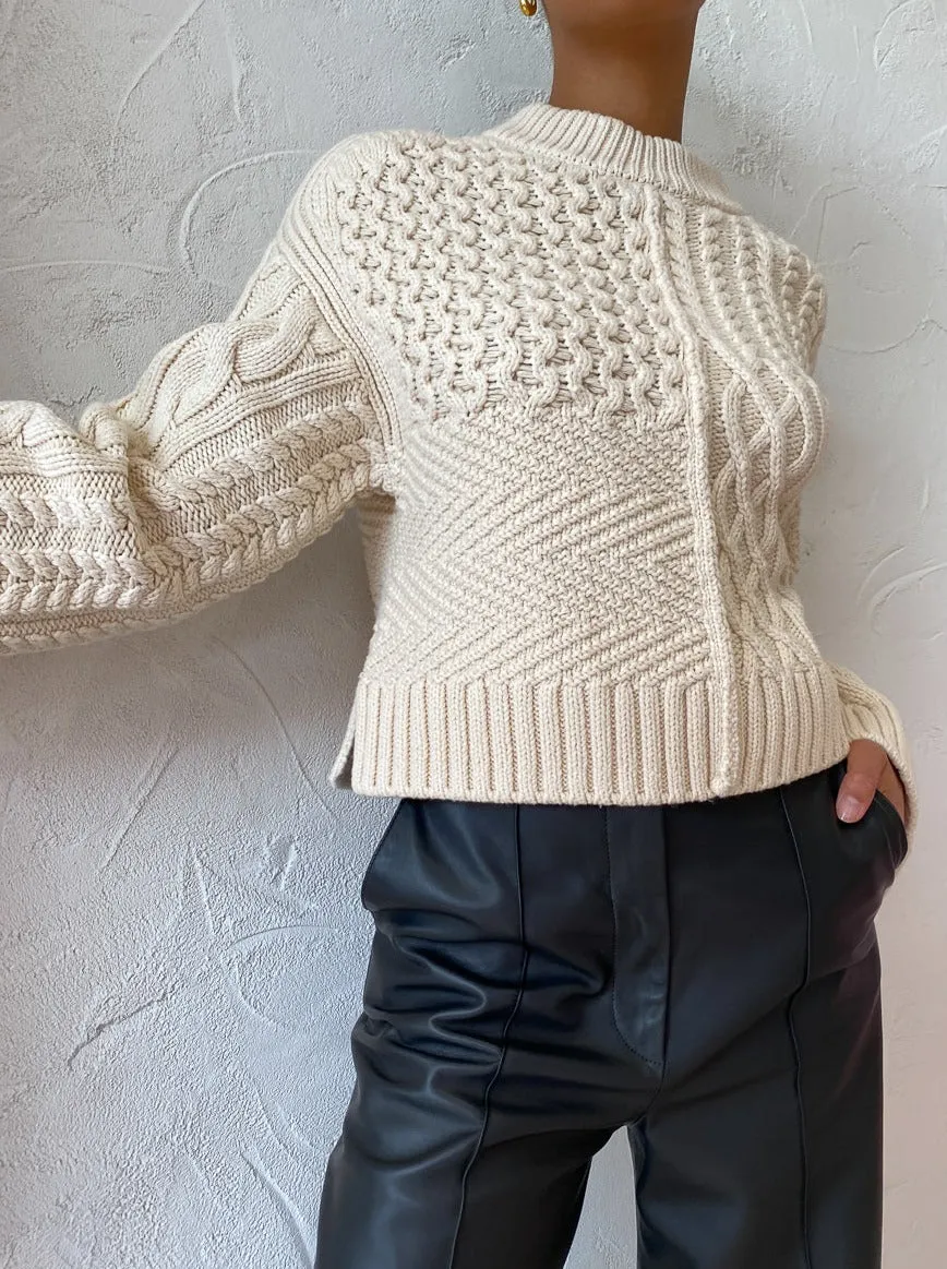 Shona Joy Eva Patch Knit Jumper in Crema