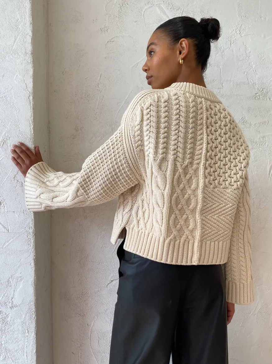 Shona Joy Eva Patch Knit Jumper in Crema