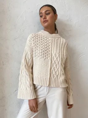Shona Joy Eva Patch Knit Jumper in Crema