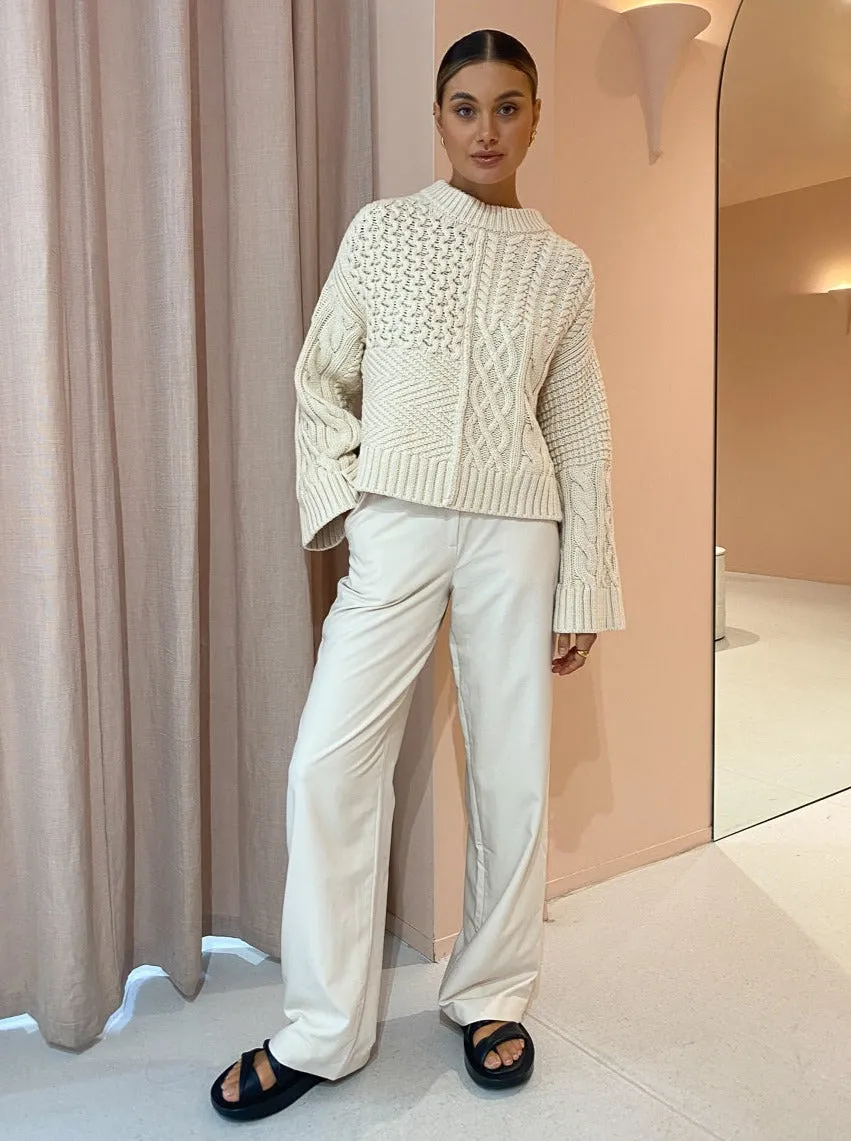 Shona Joy Eva Patch Knit Jumper in Crema
