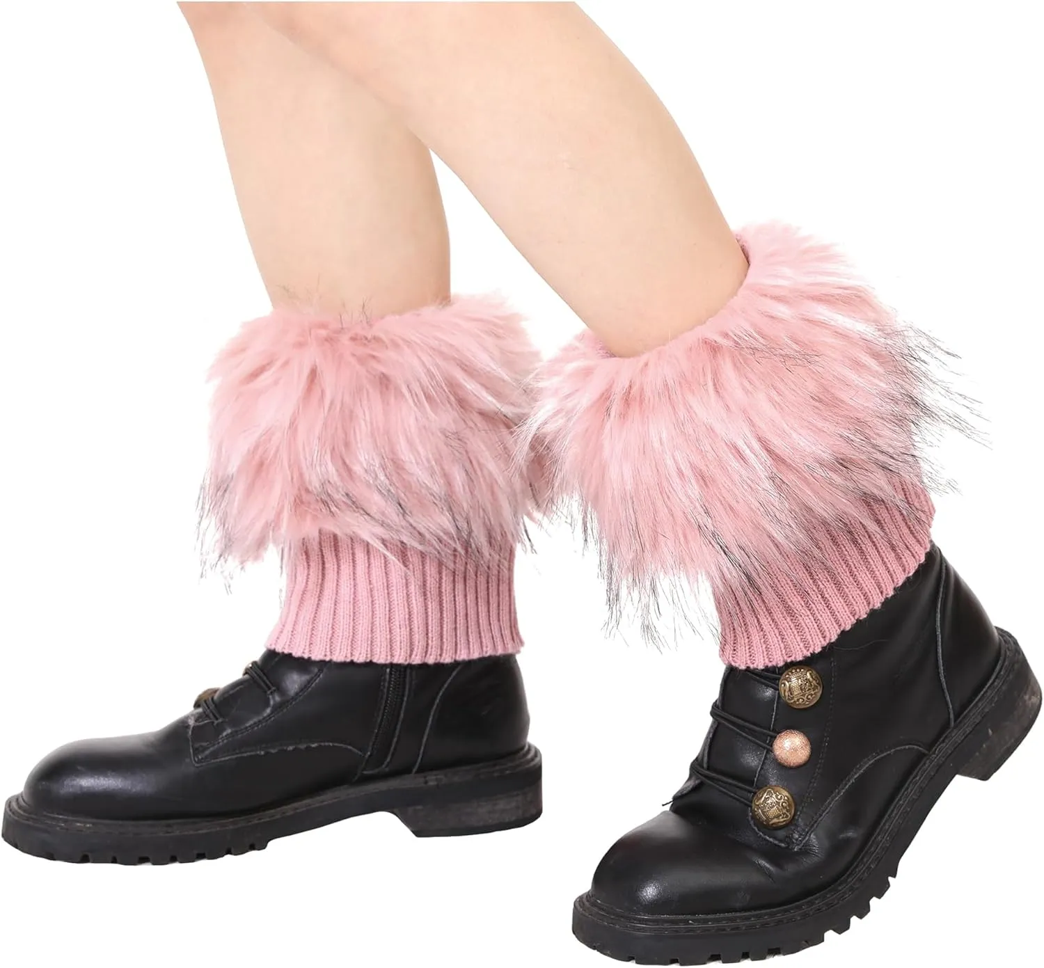 sy soul young Women Faux Fur Leg Warmers Short Furry Fuzzy Boot Cuffs Toppers Girls Winter Knitted foot cuff