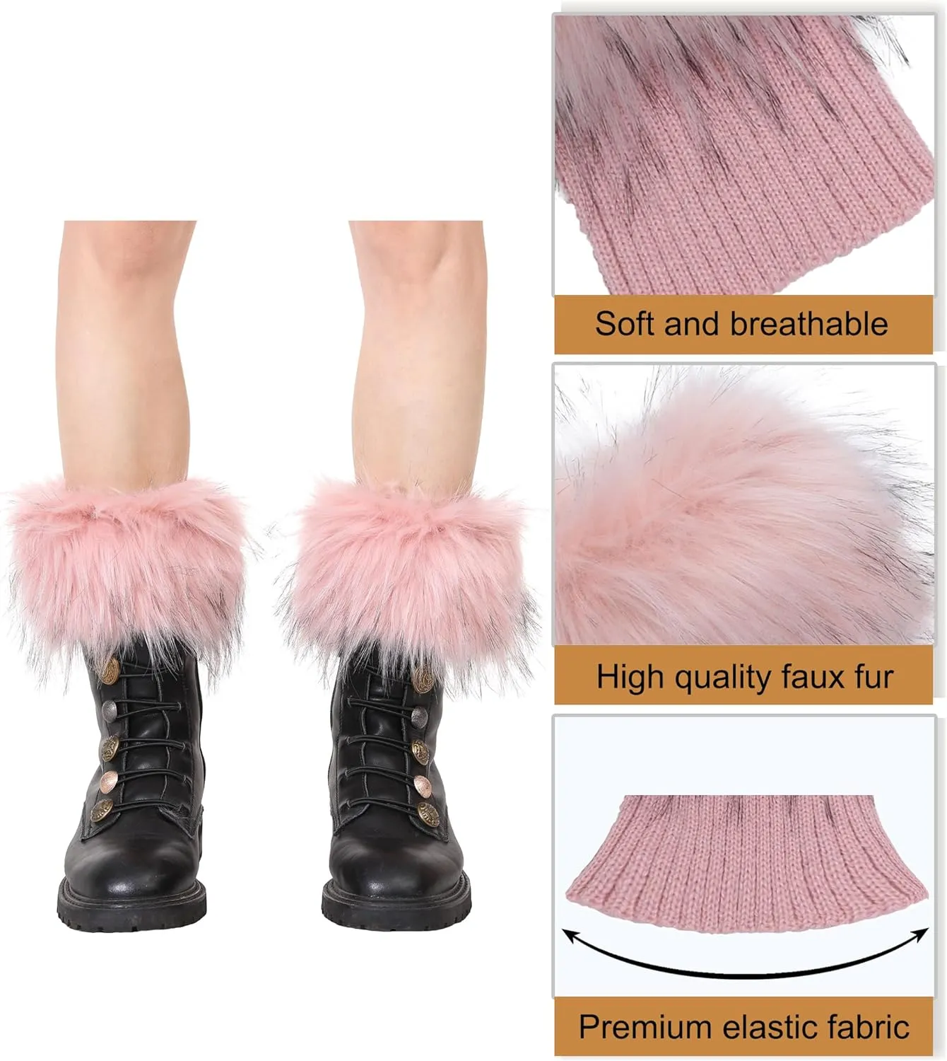 sy soul young Women Faux Fur Leg Warmers Short Furry Fuzzy Boot Cuffs Toppers Girls Winter Knitted foot cuff