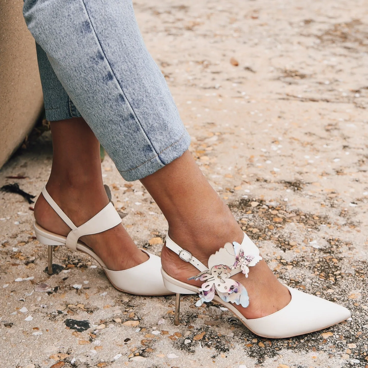White Stiletto   Butterfly Elsie Strap