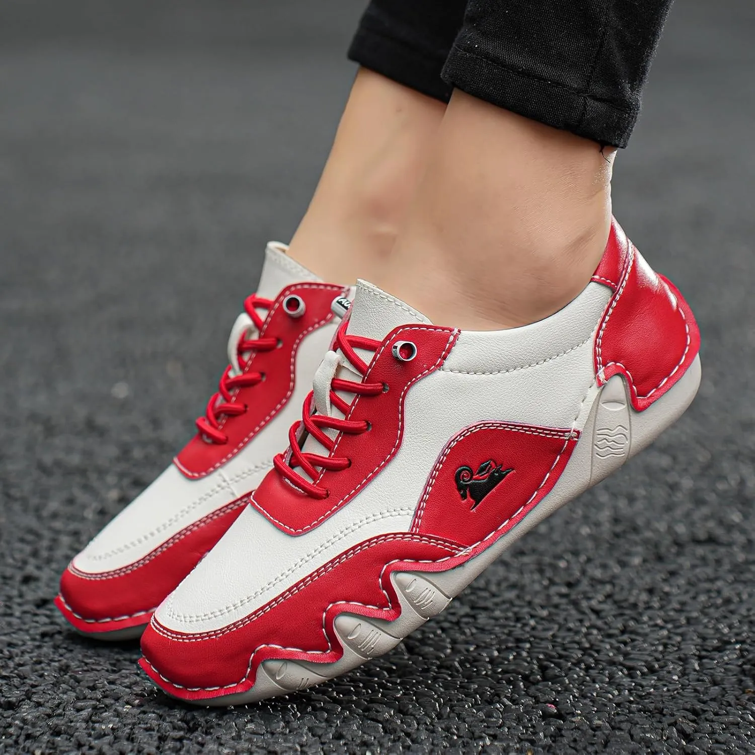 Women Barefoot Shoes: Elegance and Health Combined Ultra-Light Soft Outdoor Non-Slip Waterproof Walking Beck Shoes for Women for Commuting, Biking and Driving(Red,US 8.5)