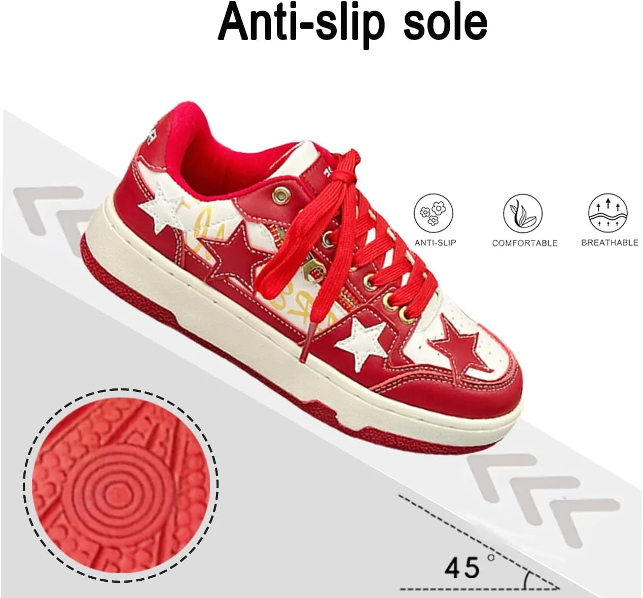 Women's Fashion Star Sneaker Lace Up Sporty Sneakers for Women Comfortable Walking Shoes Casual Skate Shoes Low Top Tennis Shoes
