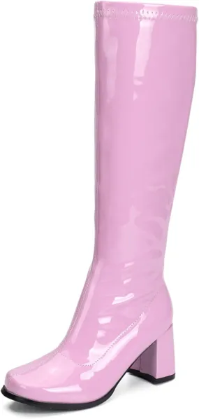 Women's Go Go Boots Over The Knee Block Heel Zipper Boot