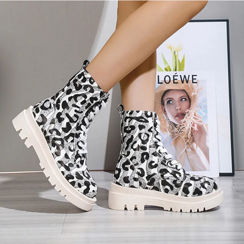 Women's Leopard Print Martin Boots