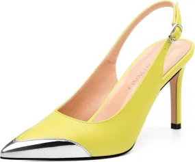 Women's Pumps, Two Toned Patchwork Pointed Toe Stiletto High Heels, Fashion Slingback Buckle Pumps, Daily Working Party Shoes for Women