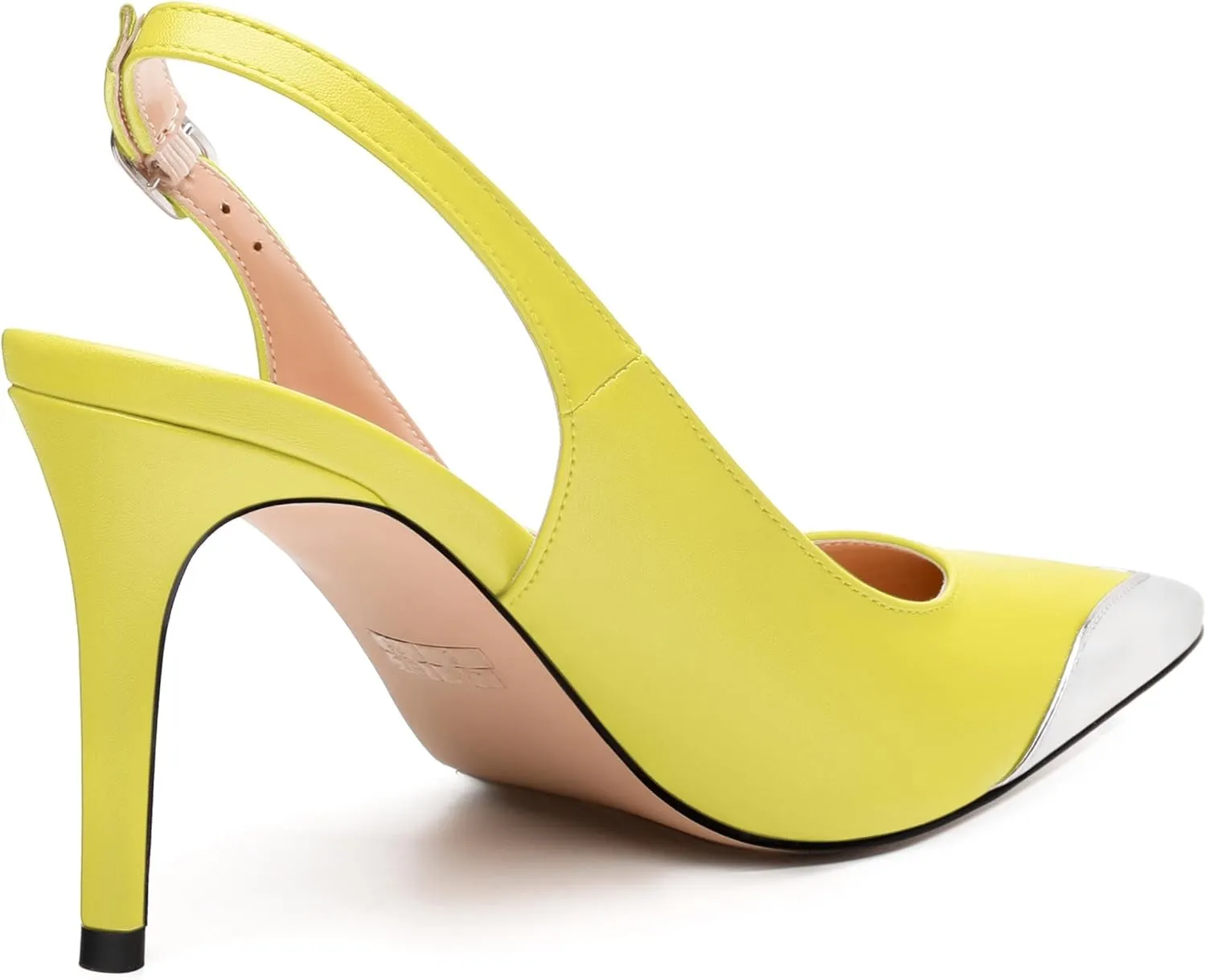 Women's Pumps, Two Toned Patchwork Pointed Toe Stiletto High Heels, Fashion Slingback Buckle Pumps, Daily Working Party Shoes for Women