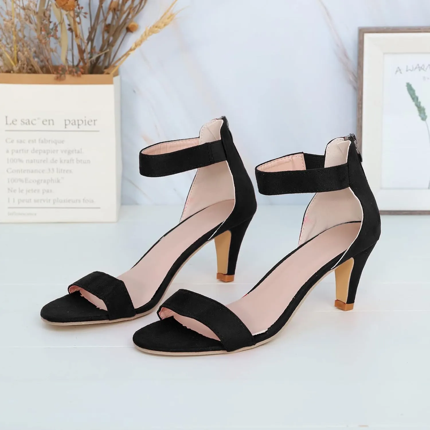 Yanzhenglip Sandals Women, Women'S Leopard Sandals High Heels, Fashion Pointy Sandals Stiletto Comfortable Mid-Heel Dress Sandals Classic Open-Toe Sandals